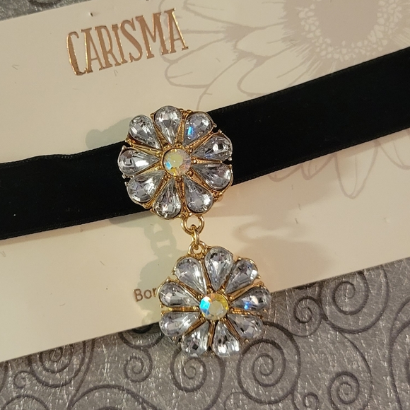 NWT! Carisma Diamond Floral Necklace Choker - Picture 2 of 4